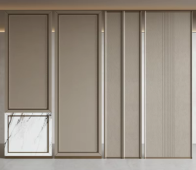 Modern Beige Wall Panels With Vertical Stripes And Framed Design For Interior Decor 3d model