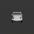 Vintage White Compact Car Featuring Blue Roof Classic Headlights And Shiny Wheels