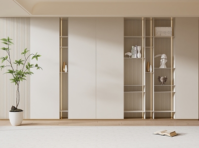 modern bookcase cream wardrobe 3d model