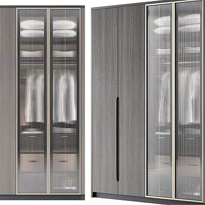 Modern Wooden Wardrobe With Glass Doors And Sliding Design For Storage Space 3d model