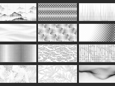 Abstract Black and White Geometric Patterns With Various Textures and Design Elements 3d model