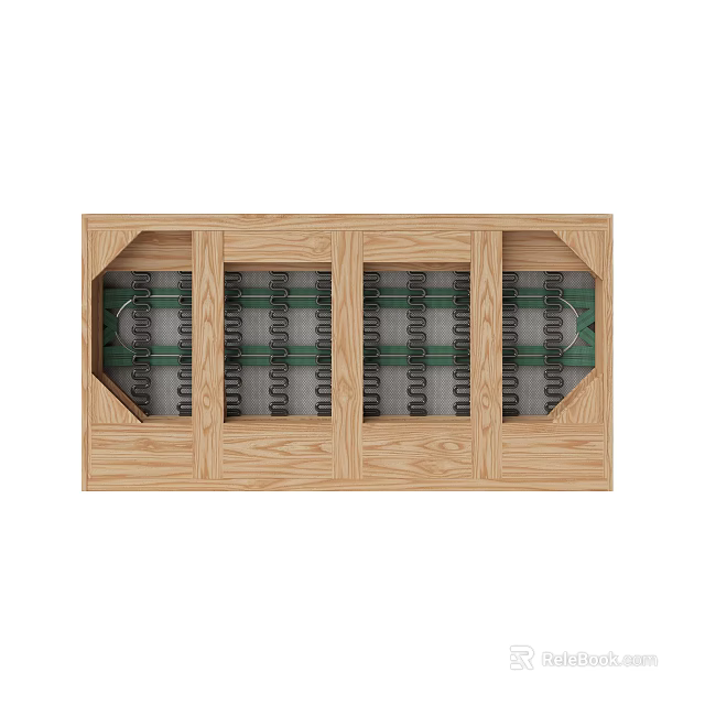 Natural Wood And Stone Decorative Panel Featuring Grid Structure And Smooth Finish 3d model 