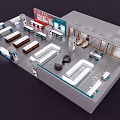 Modern Shopping Mall Store With Bright Lighting Open Layout And Branded Counters 3d model