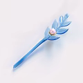 Elegant Blue Leaf Shaped Hairpin Jewelry With Pink Pearl Accent Detail