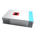 Power Inverter Device With Gray Body Blue Front Panel Red Label And Heat Sink Ports