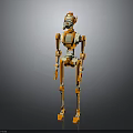 Orange And White Mechanical Humanoid Robot Figure With Detailed Joint Design Standing Pose