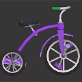 Kids Shiny Purple Tricycle With Green Handlebars Black Seat And Wheels