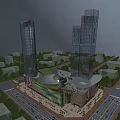 Modern High Rise Residential Buildings With Glass Curtain Walls Green Areas And Community Facilities