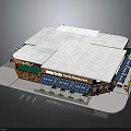 Uncle Bobs Family Restaurant Building With White Sloped Roof Blue Awnings Outdoor Seating And Plants