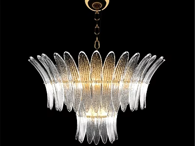 Elegant Modern Transparent Glass Chandelier With Petal Design And Warm Lighting 3d model