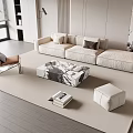Modern Sofa Coffee Table Combination Multi-person Sofa Coffee Table Single Leisure Chair Floor Lamp Carpet Side Table Ornaments 3d model