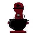 Red Stand Mixer With Black Mixing Bowl And Whisk For Kitchen Appliance Use
