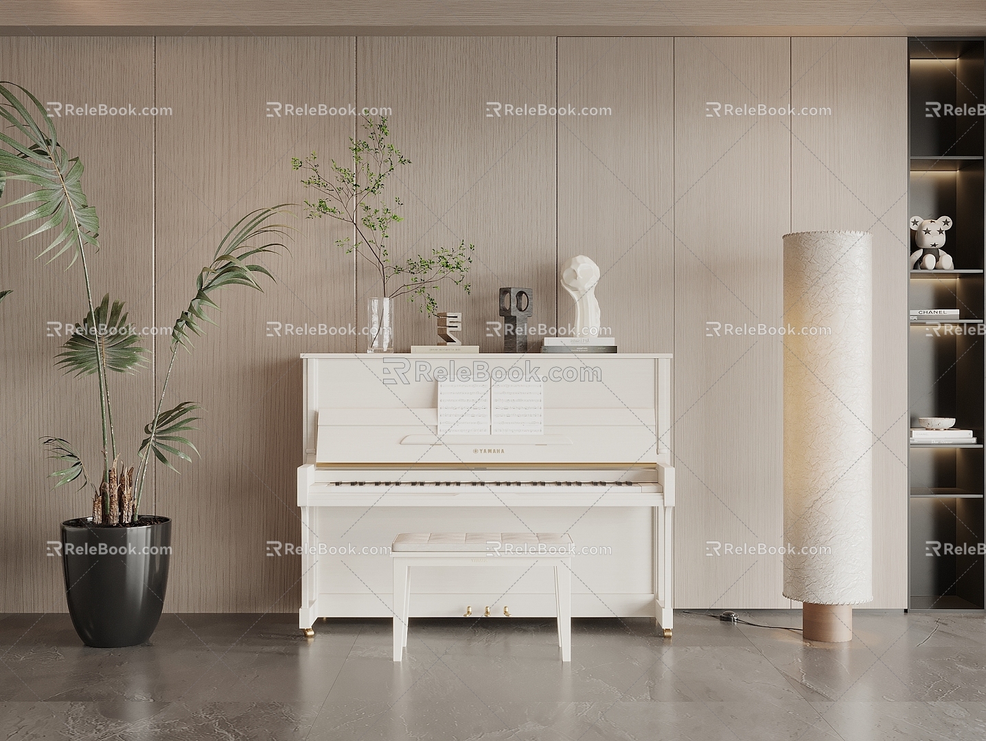 Modern Piano White Piano Floor Lamp 3d model