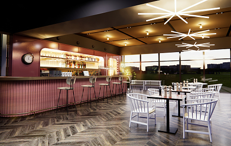 Modern Bar Coffee Western Restaurant 3d model