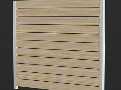 Modern Wooden Fence with Horizontal Slats and Metal Frame for Outdoor Decorative Use 3d model
