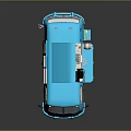 Blue And White Mobile Beverage Truck With Open Top And Drink Dispensing Equipment