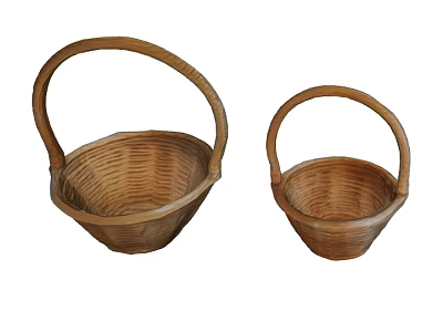 Two Wicker Storage Baskets With Handles In Different Sizes For Home Organization 3d model