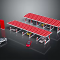 Solar Panel Covered Carport With Multiple Parking Spaces And Electric Vehicles