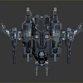 Blue Futuristic Mech Game and Movie Character with Detailed Mechanical Armor and Weapons