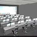 Modern Control Room Interior Design With Multiple Monitoring Screens Blue Chairs And Consoles