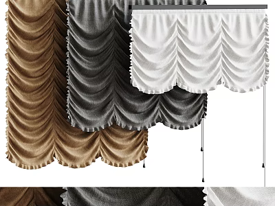 Various Colored Roman Shades With Pleated Design 3d model