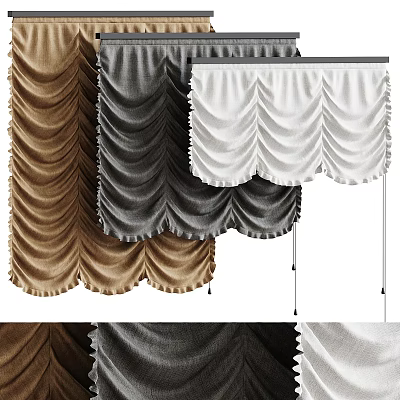 Various Colored Roman Shades With Pleated Design 3d model