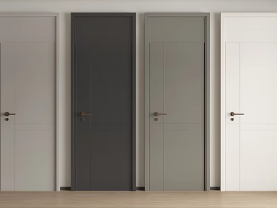 Modern Hinged Doors In Multiple Colors With Simple Design And Door Handles For Interior Home 3d model
