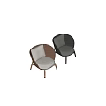 Stylish Modern Accent Chair with Brown Leather Backrest Beige Linen Padded Seat Wooden Legs