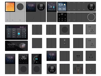 Modern Home Switch Panels Featuring Digital Displays And Multiple Control Functions 3d model