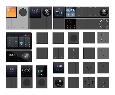 Modern Home Switch Panels Featuring Digital Displays And Multiple Control Functions 3d model