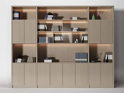 Modern Decorative Cabinet With Multiple Shelves Books And Illuminated Design 3d model