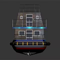 Two Story Wooden Boat With Deck Railing Windows And Colorful Trim