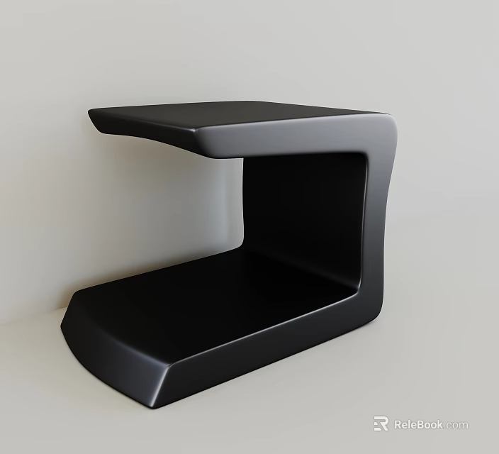 Modern Black Side Table With Sleek Curved Structure And Minimal Design 3d model