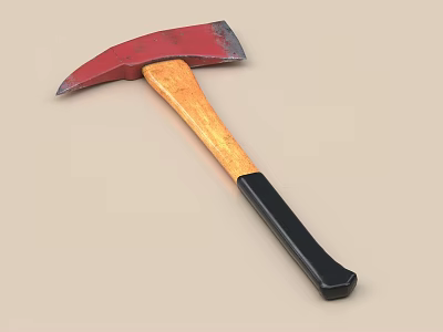 Hardware Tool Axe With Red Head Wooden And Black Handle 3d model Hardware Tool Axe With Red Head Wooden And Black Handle 3d model