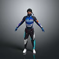 YAMAHA Racing Suit Figure in Blue Black with Protective Gear and White Shoes