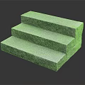 Gray Stone Stairs With Three Steps On Black Background And Reflection