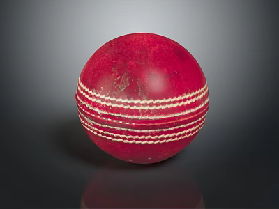 Red Leather Cricket Ball With White Stitching For Professional Sports Matches 3d model