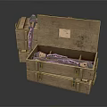 Open Wooden Crate With Metal Latches Containing Tools And Stacked Design