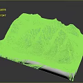 Realistic Mountain Terrain Model with Green Vegetation Blue Lake and Winding Paths