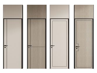 Modern swing door single door bedroom door 3d model