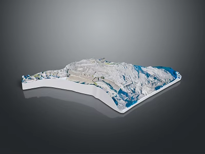 3D Landscape Model Featuring Snow Covered Mountain Peaks And Blue Lakes 3d model
