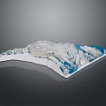 3D Landscape Model Featuring Snow Covered Mountain Peaks And Blue Lakes 3d model