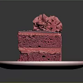 Delicious Purple Layered Cake With Flower Frosting On Pink Plate