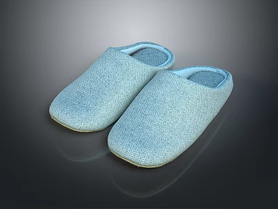 Light Blue Woven Texture Cozy Slippers for Comfortable Indoor Home Wear 3d model