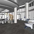Elegant Modern Hotel Lobby With Floor to Ceiling Windows Marble Columns and Sofa Seating Areas