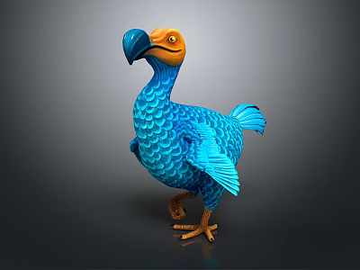 Flying Animal 3D Render with Blue Feathers Orange Beak and Orange Feet 3d model