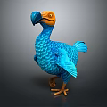 Flying Animal 3D Render with Blue Feathers Orange Beak and Orange Feet 3d model