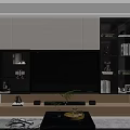 Modern TV Wall Unit with Lighted Shelves Books and Decorative Items