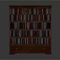 Wooden Bookcase With Multiple Shelves Filled With Colorful Books And Bottom Drawers