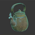 Rustic Copper Kettle with Hammered Texture Patina Finish and Handle as Essential Household Item